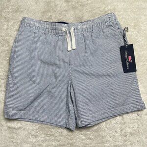 NWT Vineyard Vines Kid's Blue White Striped Boys' Pull-On Seersucker Shorts 16 Y